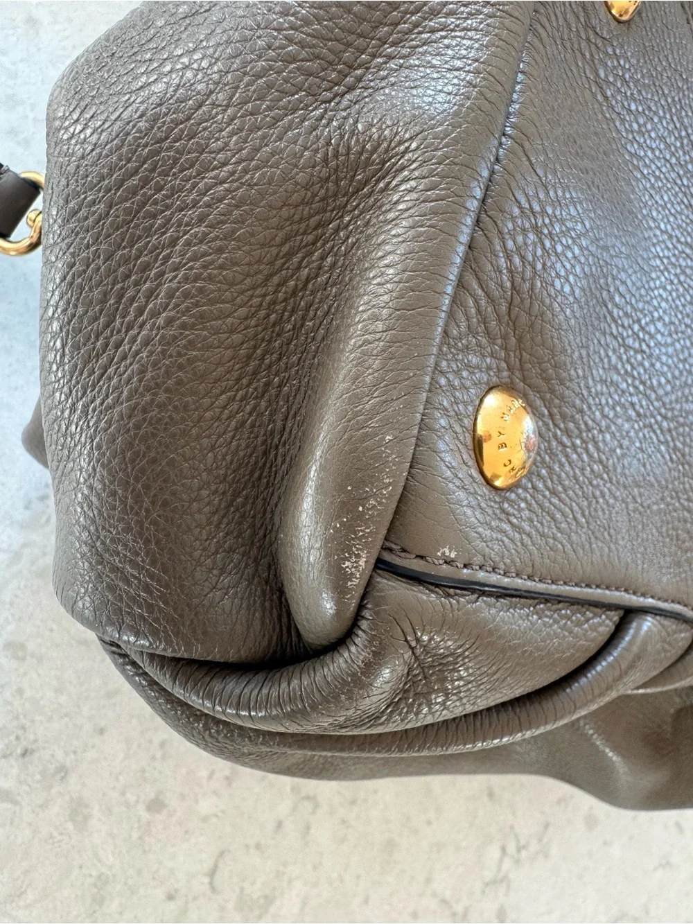 Marc Jacobs Brown Pebbled Leather Satchel with adjustable Shoulder Strap